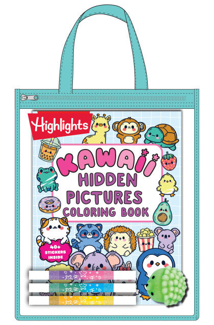 Kawaii Hidden Pictures Fun-to-Go Coloring Kit