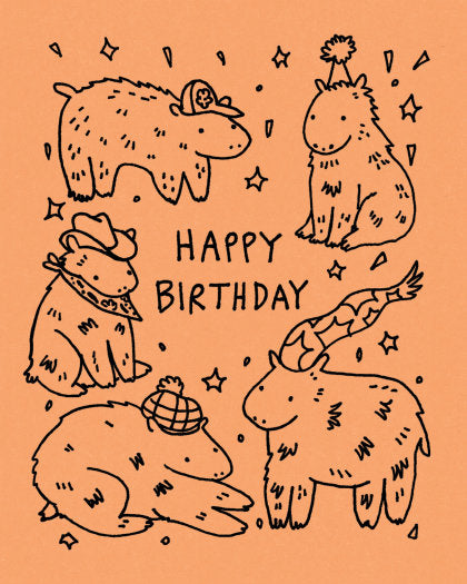 Humor Us Greeting Cards: Birthday - Happy Birthday (Capybaras) (Pack of 6)