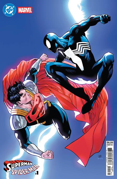 CVR R DANIEL SAMPERE SUPER-BOY PRIME & SPIDER-MAN BLACK CARD STOCK VAR (2026-03-25)
