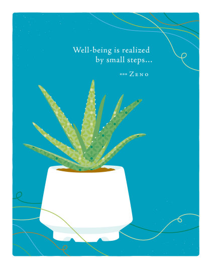 Positively Green Greeting Cards: Get Well - Well-being is realized by small steps (Pack of 6)