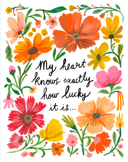 Love Muchly Greeting Cards: Love - My heart knows exactly how lucky it is (Pack of 6)