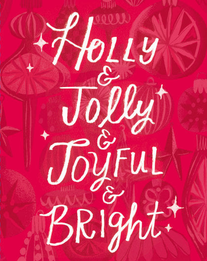 Love Muchly Greeting Cards: Holiday - Holly & jolly & joyful & bright (Pack of 6)