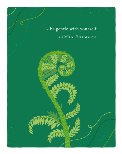 Positively Green Greeting Cards: Get Well - Be gentle with yourself. (Pack of 6)