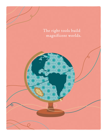 Positively Green Greeting Cards: Teacher/Mentor - The Right Tools Build Magnificent Worlds (Pack of 6)